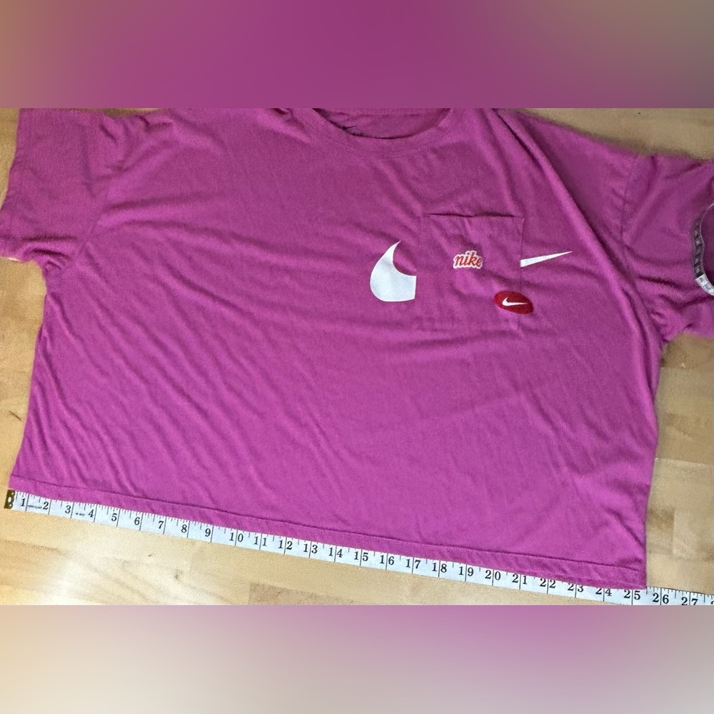 Nike Dri-Fit Pink Cropped Pocket Tee Just Do It T-Shirt Women’s XL - Picture 5 of 7